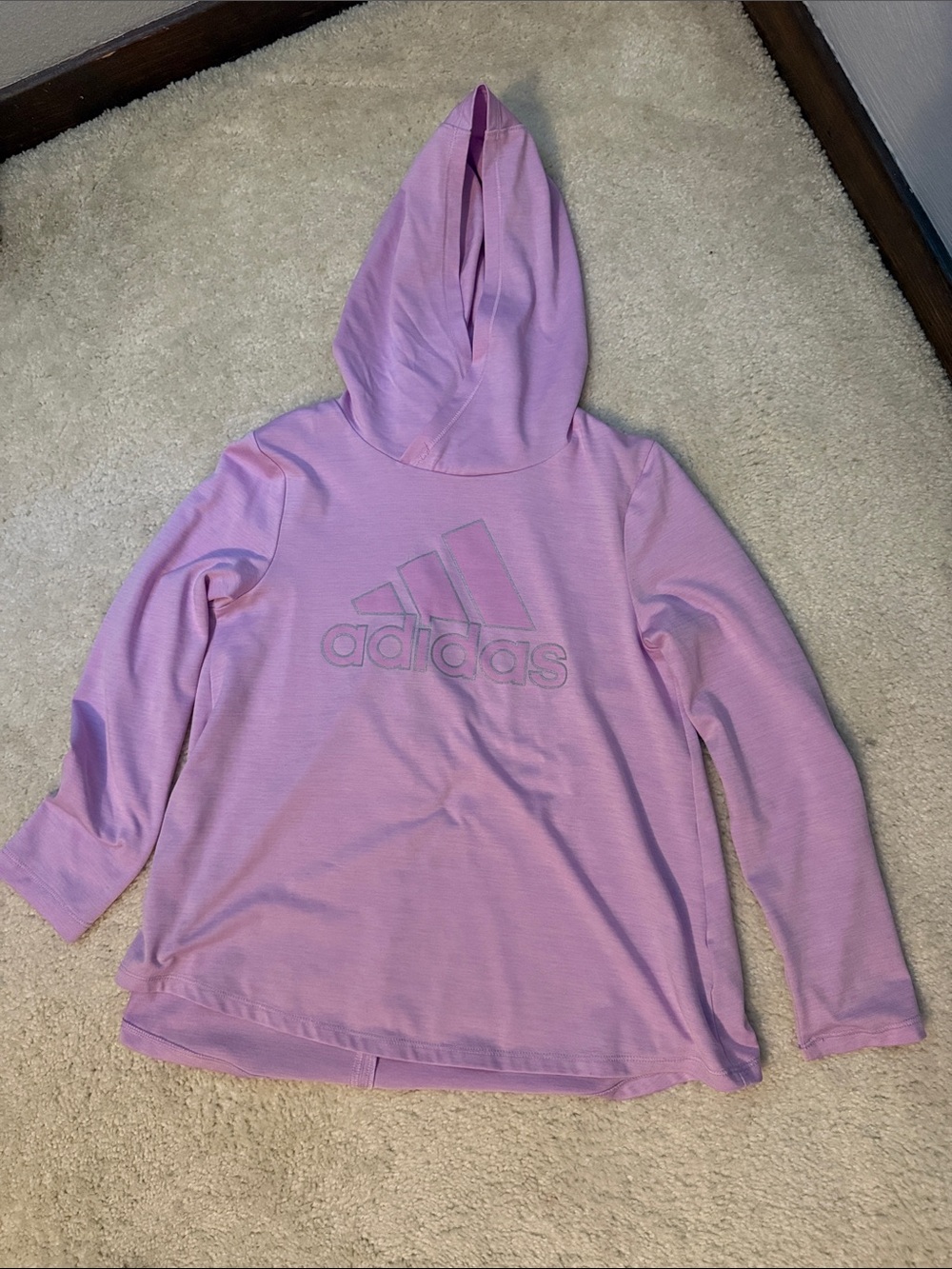 adidas Girls Light Pink Hooded Logo Sweatshirt